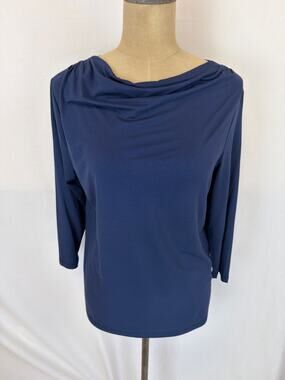 NWT Soya Concept Blue Funnel Neck 3/4 Sleeve Top  #0440 Med